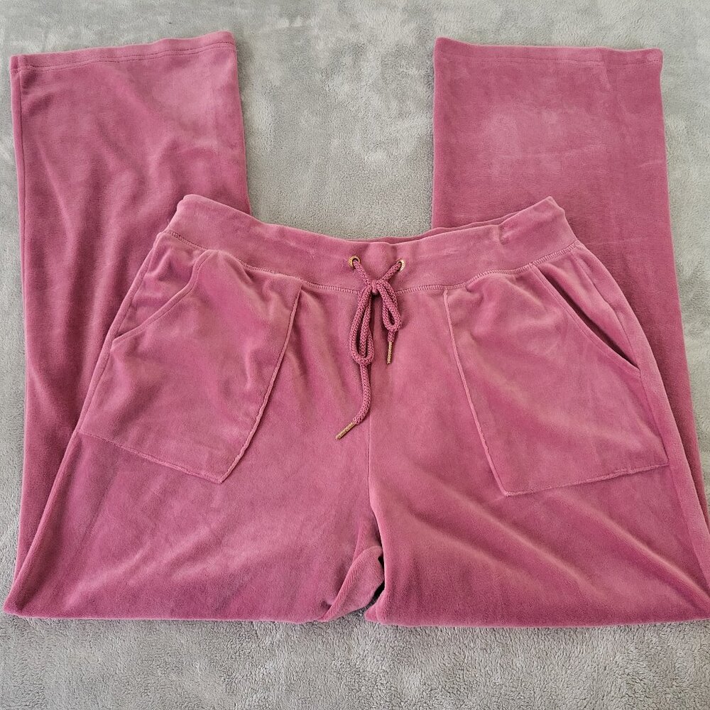 Green Tea Womens XXL Jogger Sweatpants Purple Velour Plus Size Pockets PUR27E